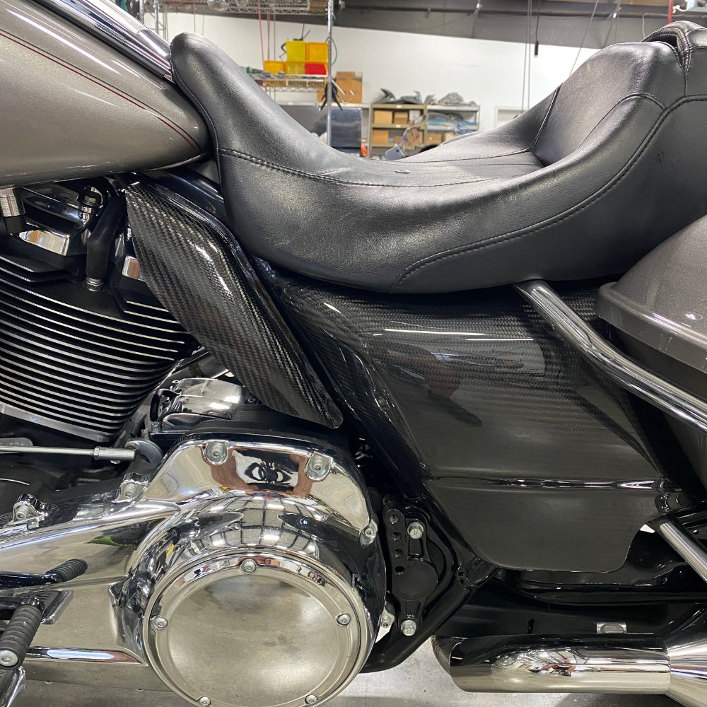 POWERJAMSE 100% Carbon Fiber Mid Frame Air Deflector For Harley Touring Road Glide FLH 2009+